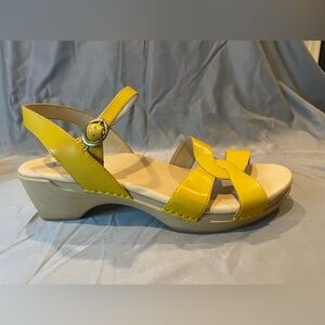 Yellow Dansko heeled sandals